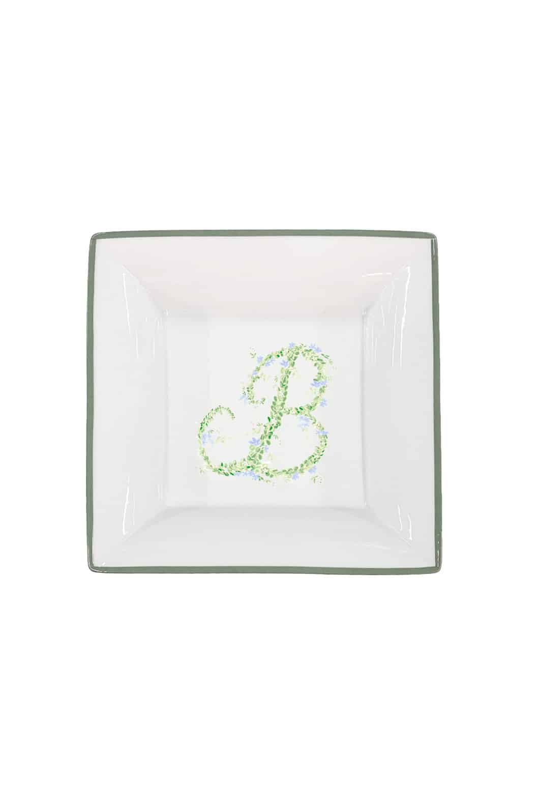Luisa Beccaria Vassoio portaoggetti con monogramma personalizzabile con bordo verde Affare Del Giorno
