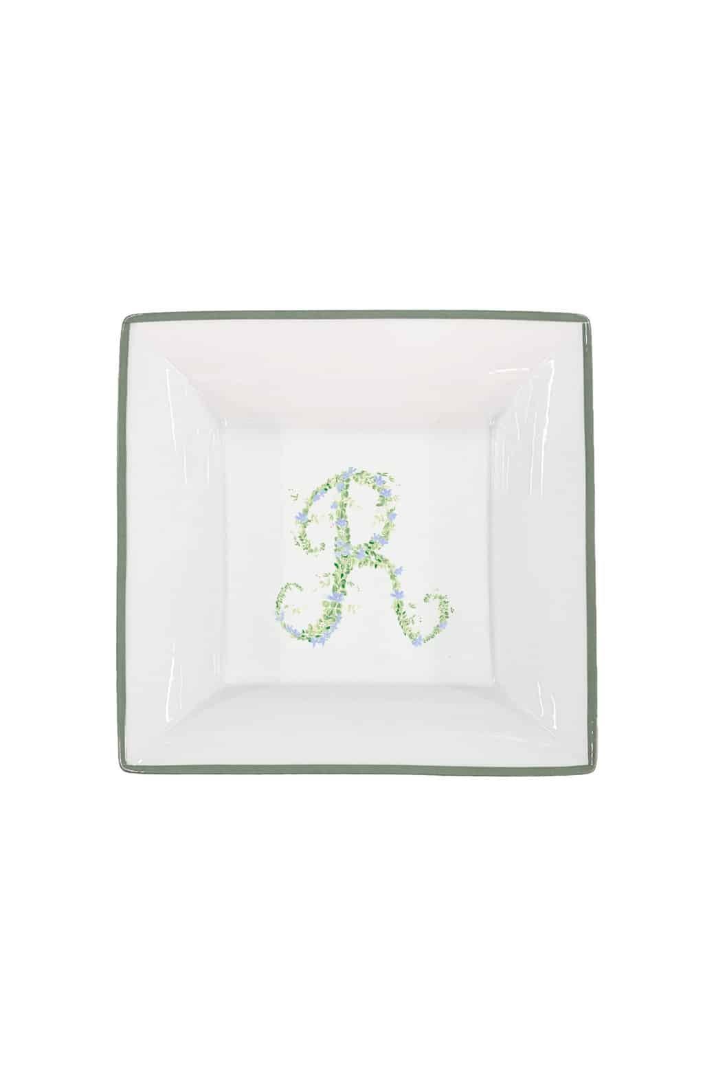 Luisa Beccaria Vassoio portaoggetti con monogramma personalizzabile con bordo verde Affare Del Giorno