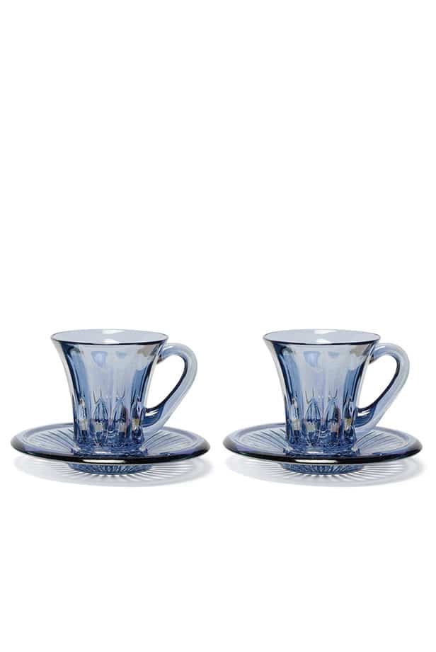 Luisa Beccaria Set Di Due Tazze Da Caffè Trasparenti Prestige Blu Prezzo Ridotto