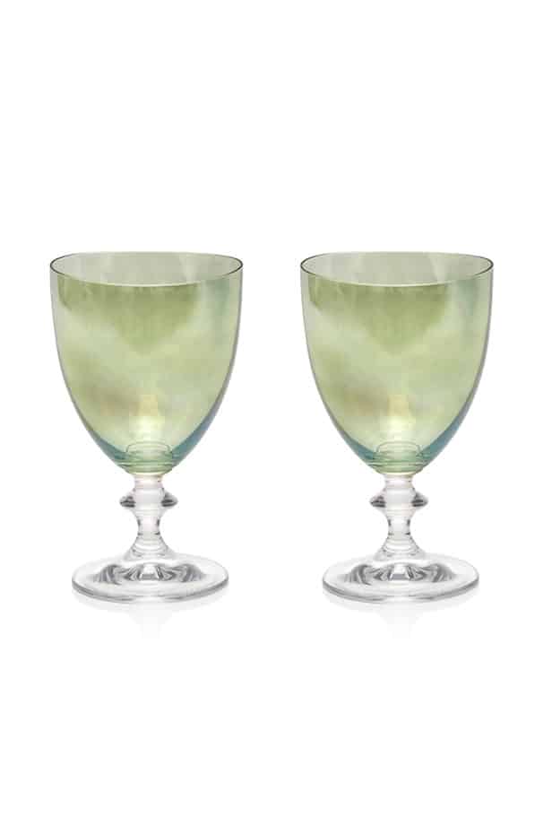 Luisa Beccaria Set Verde Di Due Bicchieri Di Vino Rosato Offerte