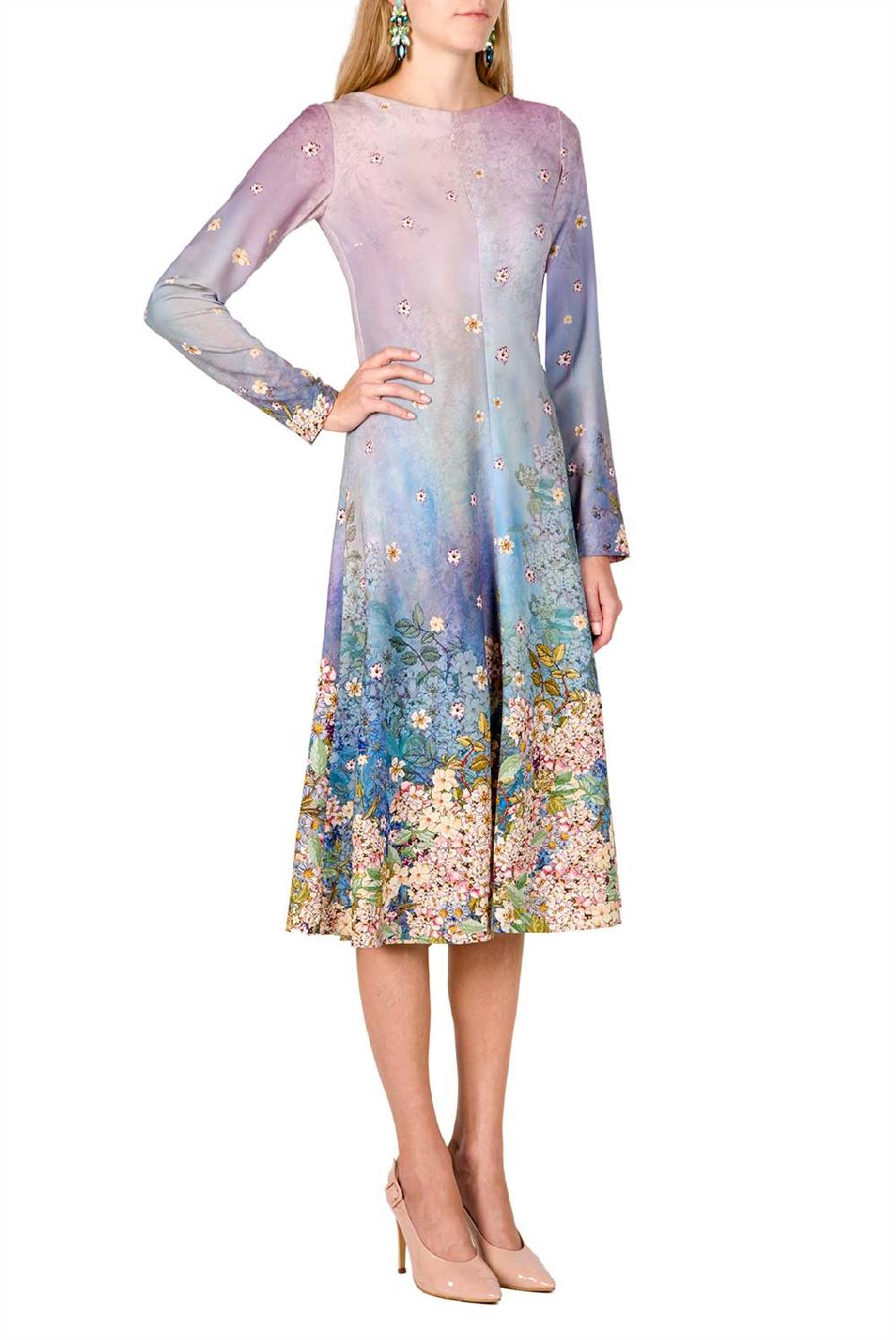 Luisa Beccaria Abito midi in cady stampato floreale Vendite Flash