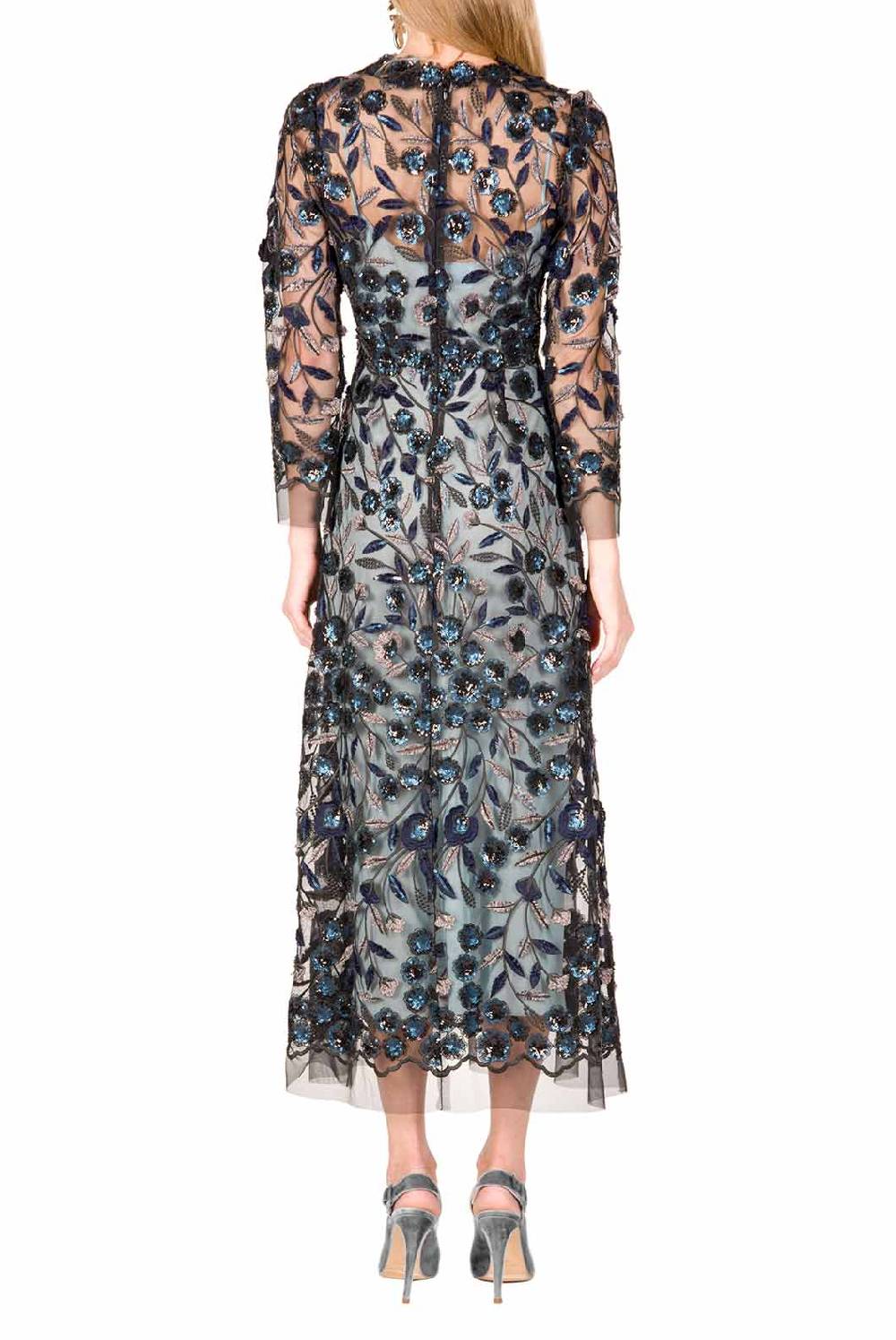 Luisa Beccaria Abito longuette in tulle ricamato con paillettes In Saldo