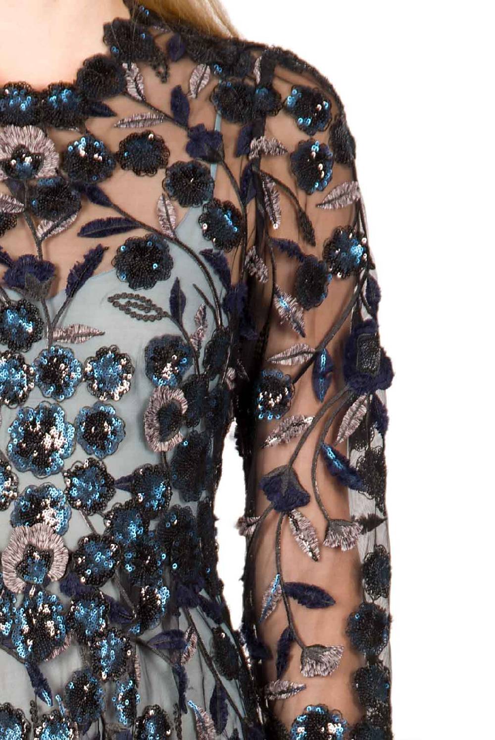 Luisa Beccaria Abito longuette in tulle ricamato con paillettes In Saldo