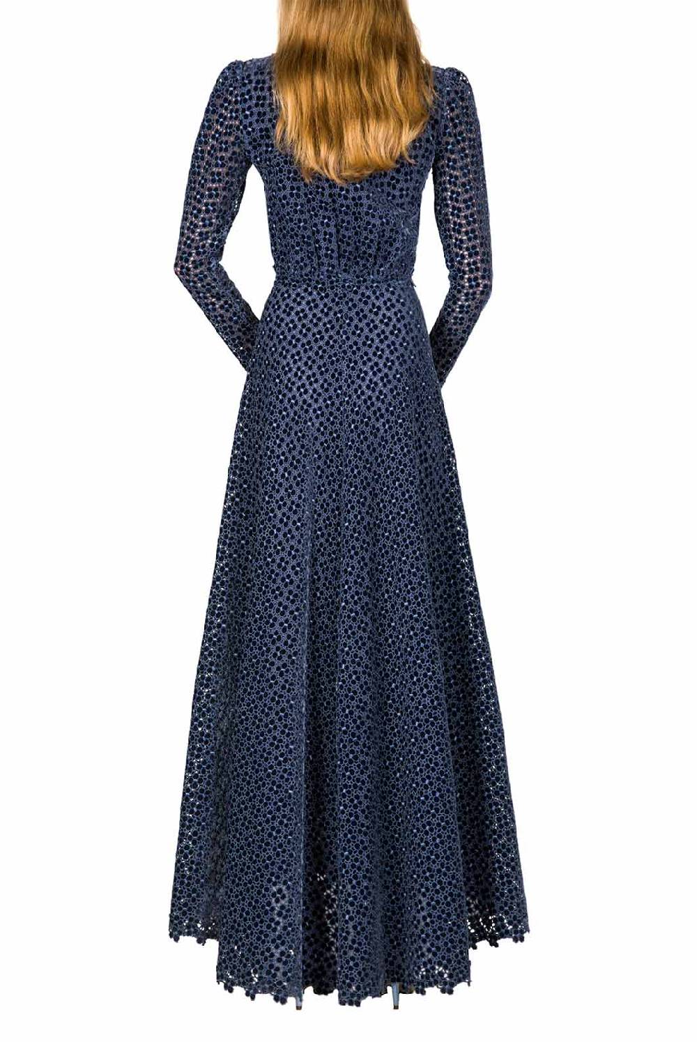 Luisa Beccaria Abito Bottoncino Ricamato Floreale Moda