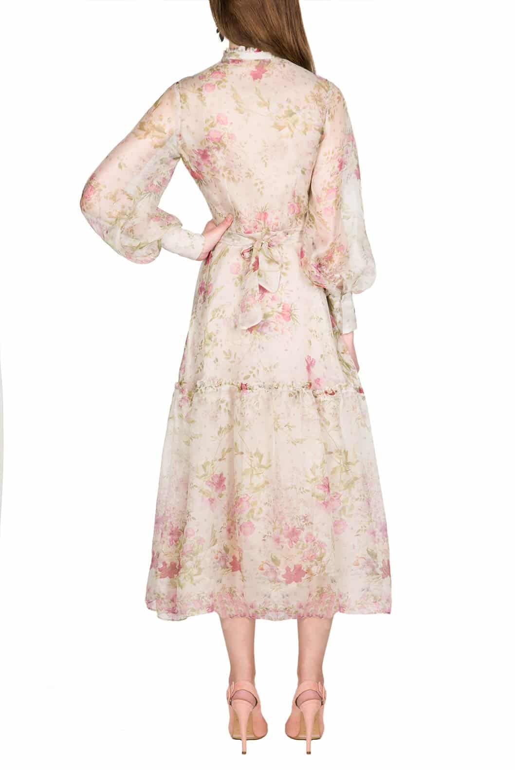 Luisa Beccaria Abito in organza di seta stampata color crema 2025