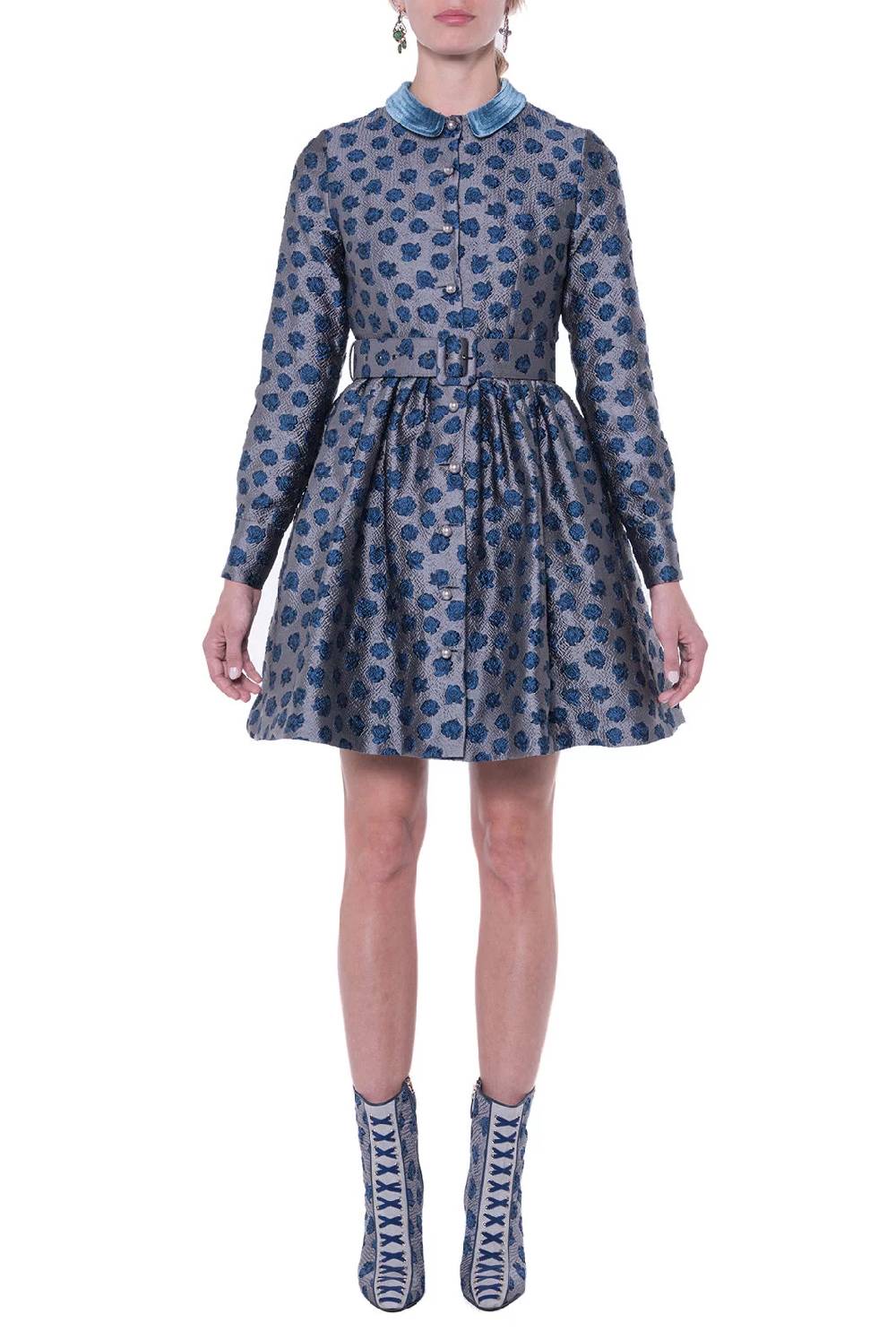 Luisa Beccaria Abito in jacquard a maniche lunghe Soddisfazione Garantita
