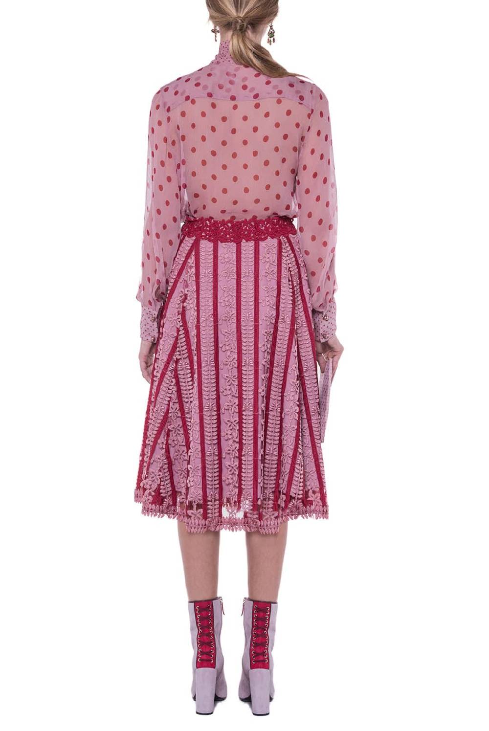 Luisa Beccaria Camicetta in chiffon di seta a pois con fiocco Acquista Ora
