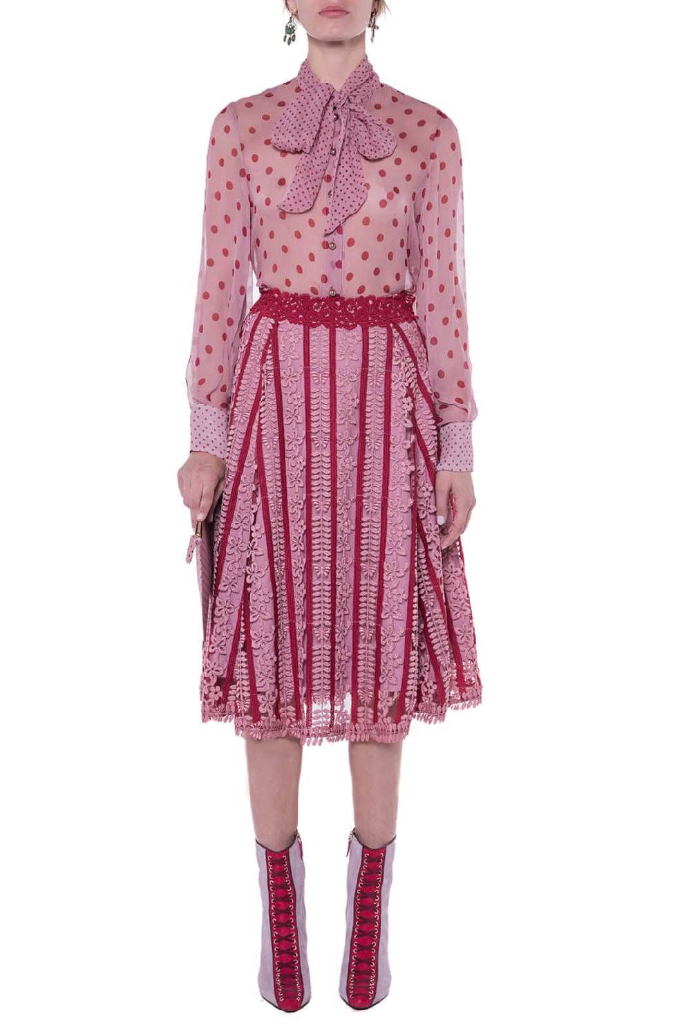 Luisa Beccaria Gonna ricamata in macramè Promozione Limitata