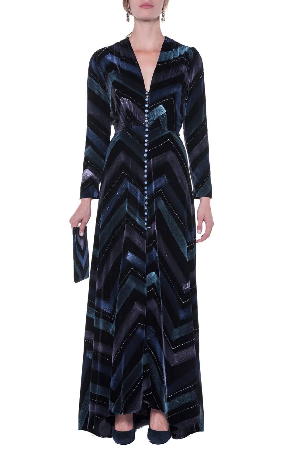 Luisa Beccaria Bottoncino Velvet Chevron Offerta