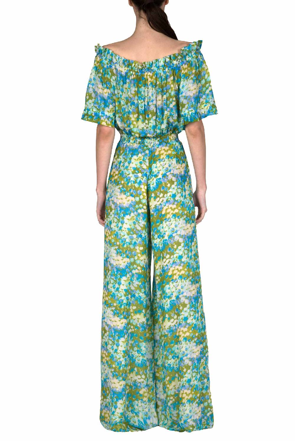 Luisa Beccaria Tuta blu Monet con spalle scoperte Rilascio limitato