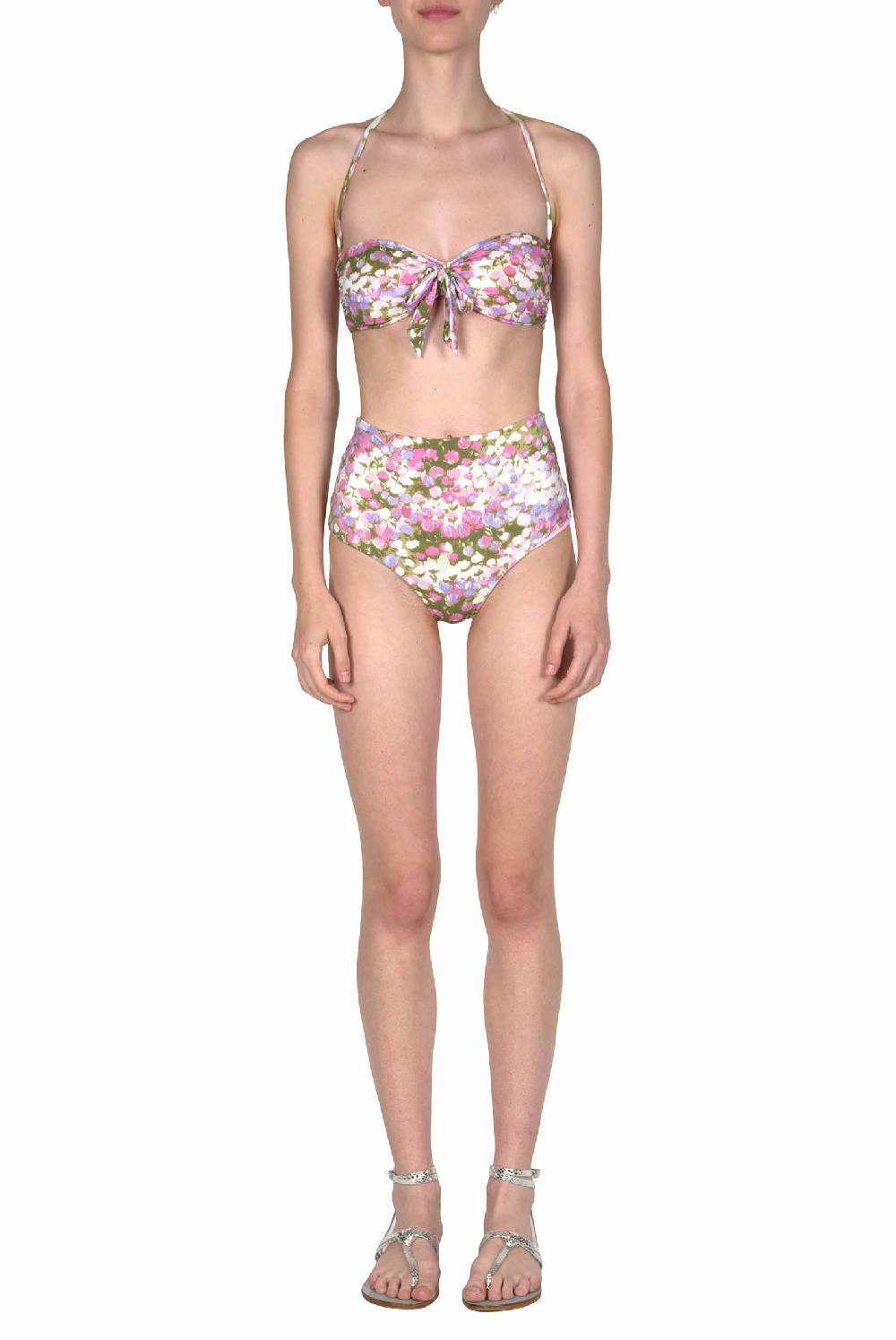 Luisa Beccaria Bikini Fascia E Slip A Vita Alta Rosa Monet Nuova