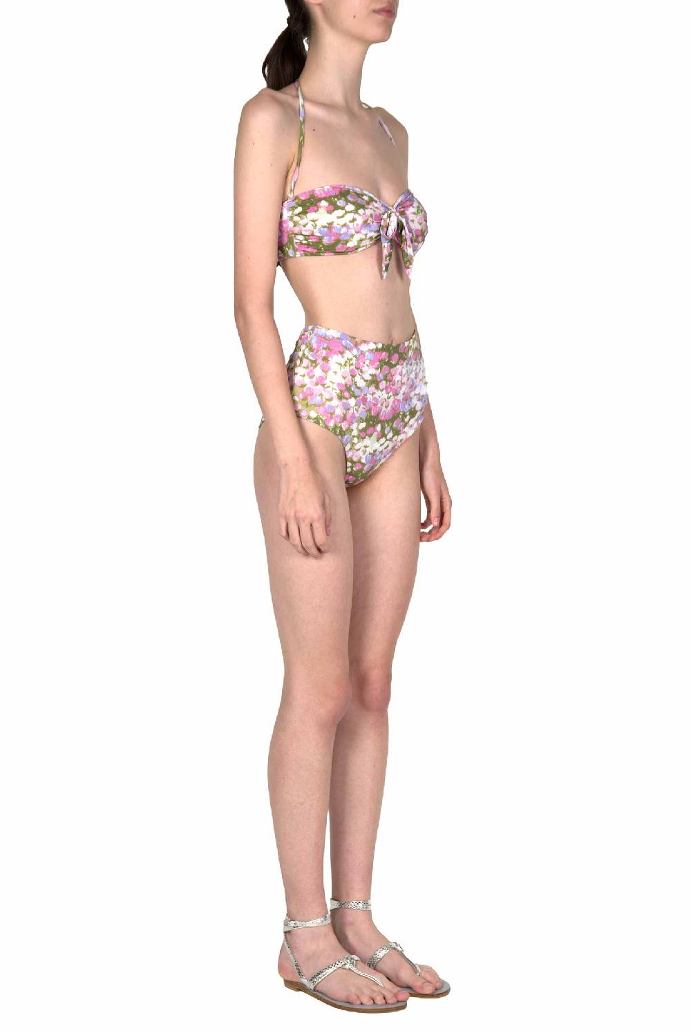 Luisa Beccaria Bikini Fascia E Slip A Vita Alta Rosa Monet Nuova