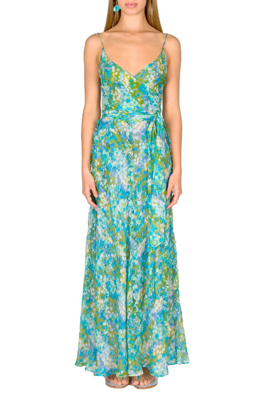 Luisa Beccaria Abito in chiffon stampato Nereida Monet Nuovo