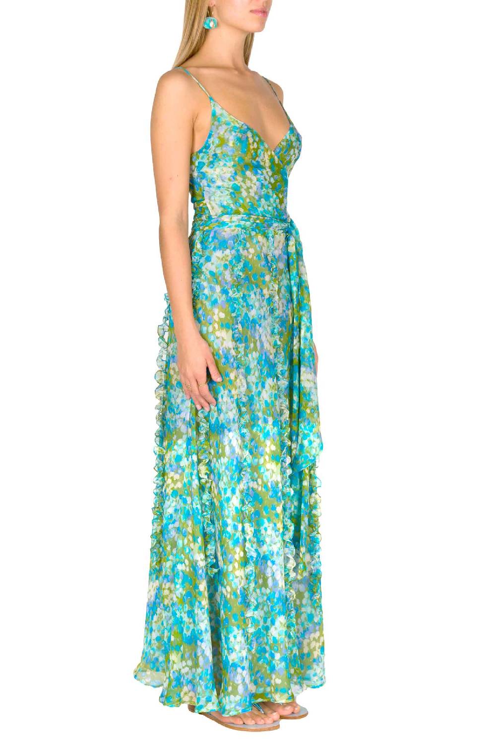 Luisa Beccaria Abito in chiffon stampato Nereida Monet Nuovo