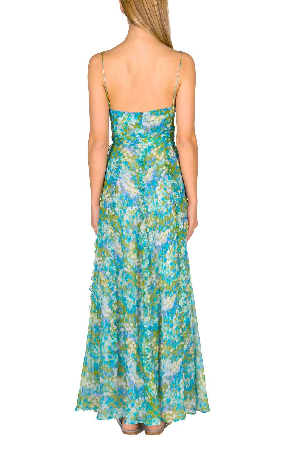Luisa Beccaria Abito in chiffon stampato Nereida Monet Nuovo