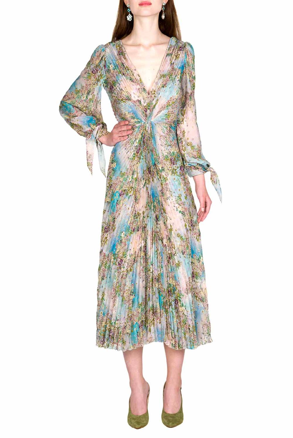 Luisa Beccaria Abito in chiffon con stampa floreale Vendita