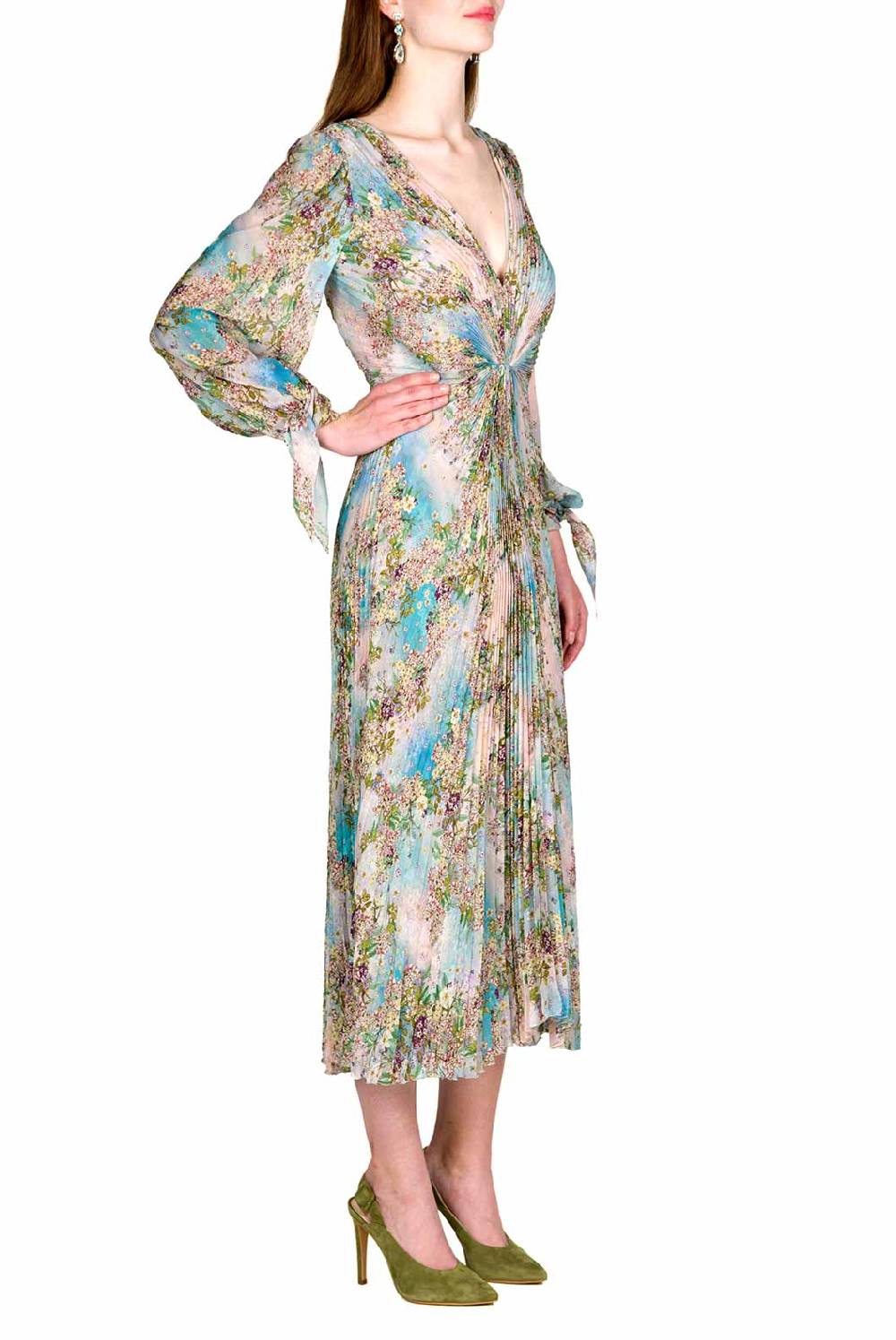 Luisa Beccaria Abito in chiffon con stampa floreale Vendita