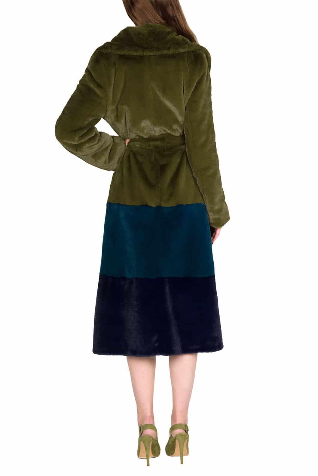 Luisa Beccaria Cappotto in pelliccia sintetica colorblock Promozione