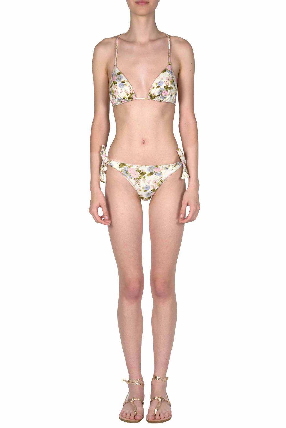 Luisa Beccaria Bikini Triangolo E Slip Rose Sbocciate Double Face Vendita