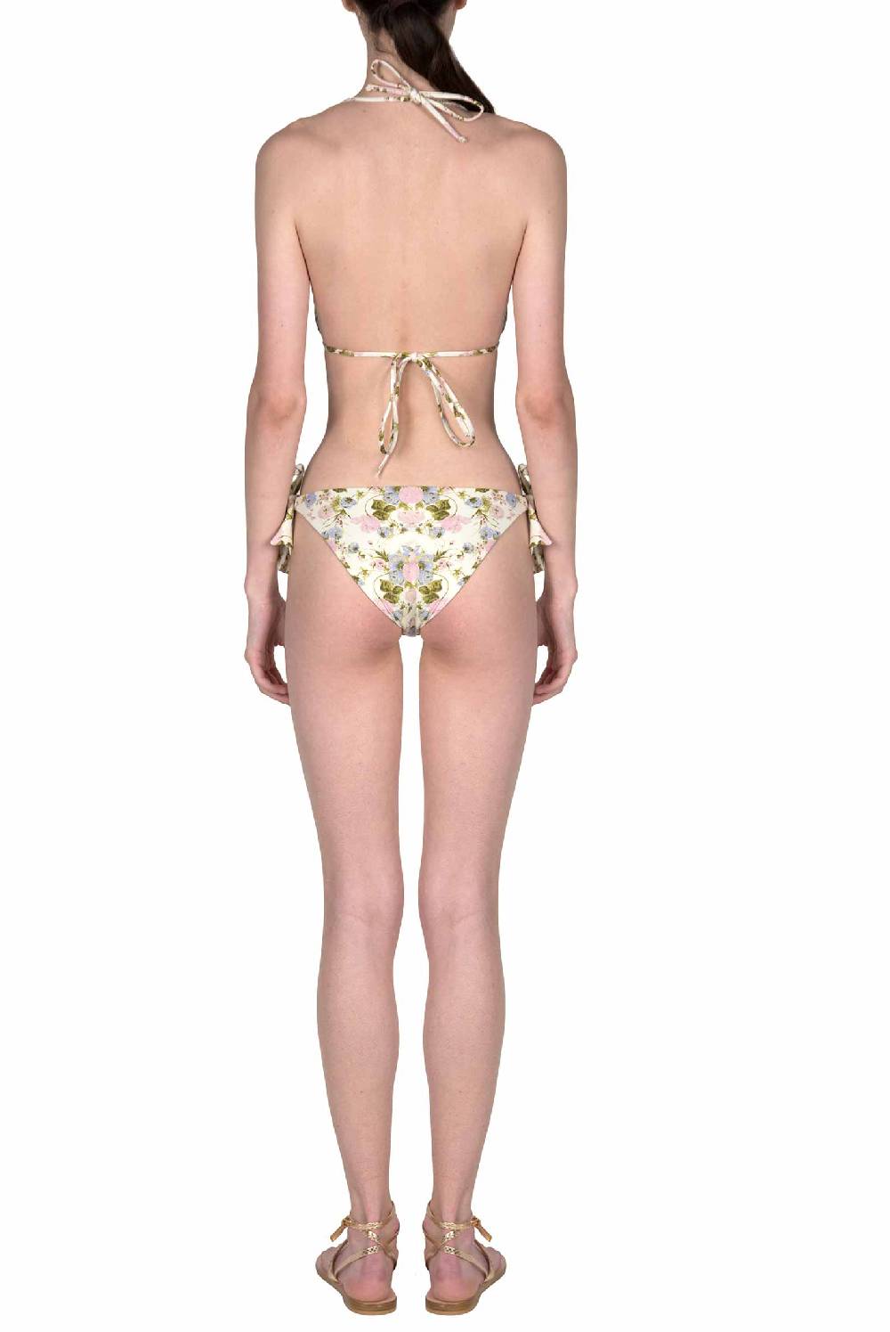 Luisa Beccaria Bikini Triangolo E Slip Rose Sbocciate Double Face Vendita