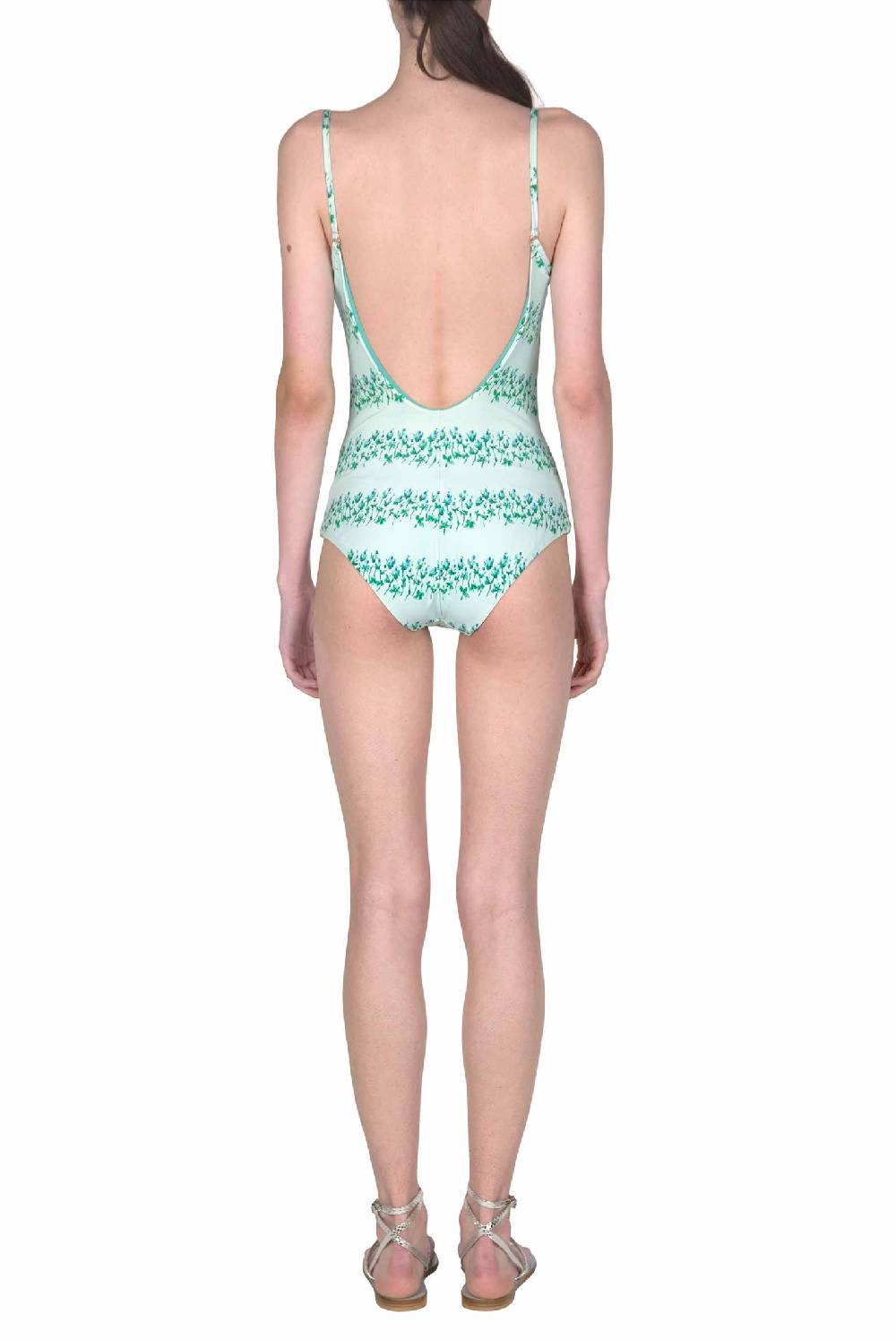 Luisa Beccaria Costume Intero Blu Righe Fiorite Acquista Ora