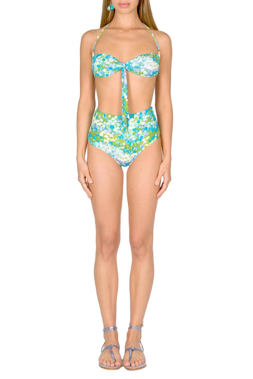 Luisa Beccaria Bikini Fascia E Slip A Vita Alta Turchese Monet Consegna Veloce