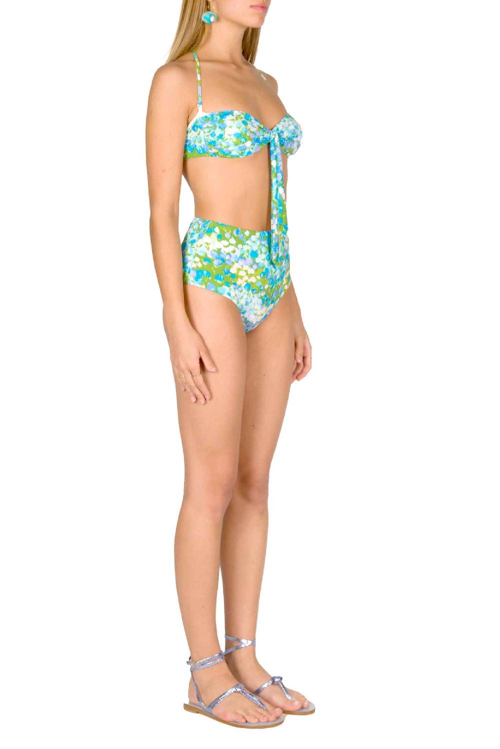 Luisa Beccaria Bikini Fascia E Slip A Vita Alta Turchese Monet Consegna Veloce