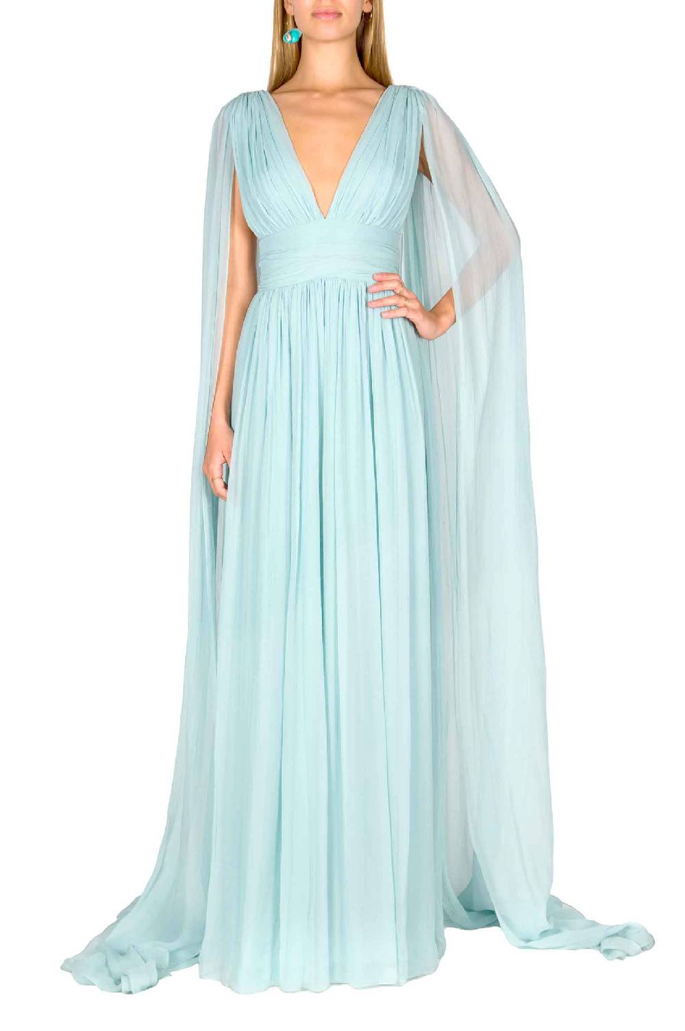 Luisa Beccaria Abito in chiffon di seta effetto mantella Saldi