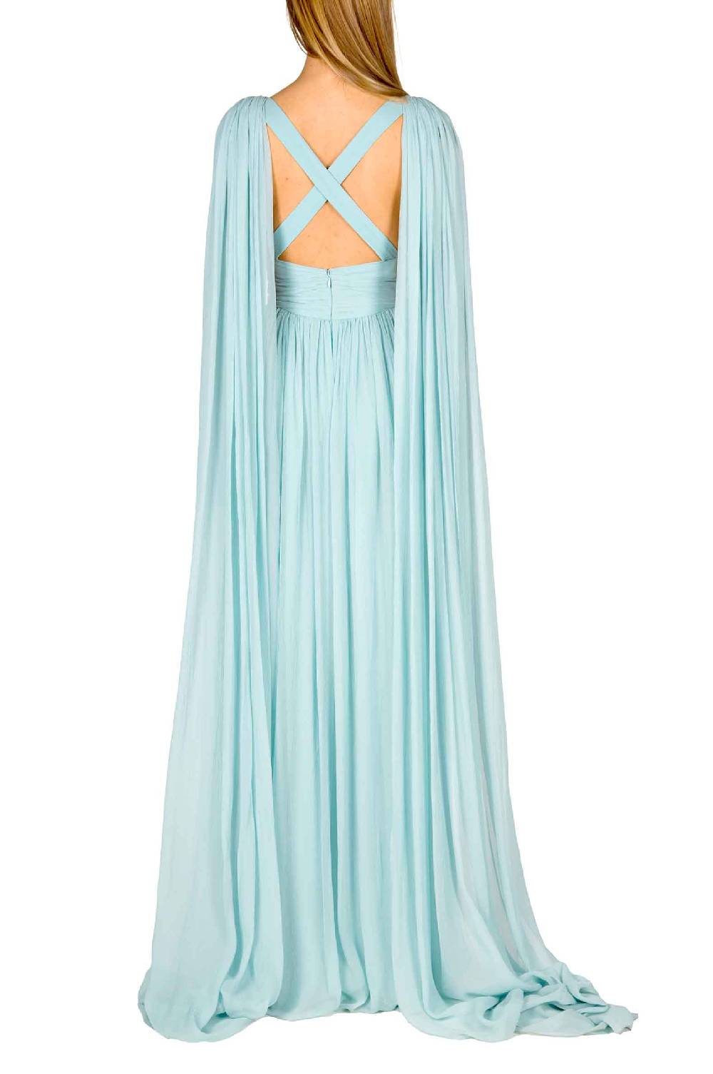 Luisa Beccaria Abito in chiffon di seta effetto mantella Saldi