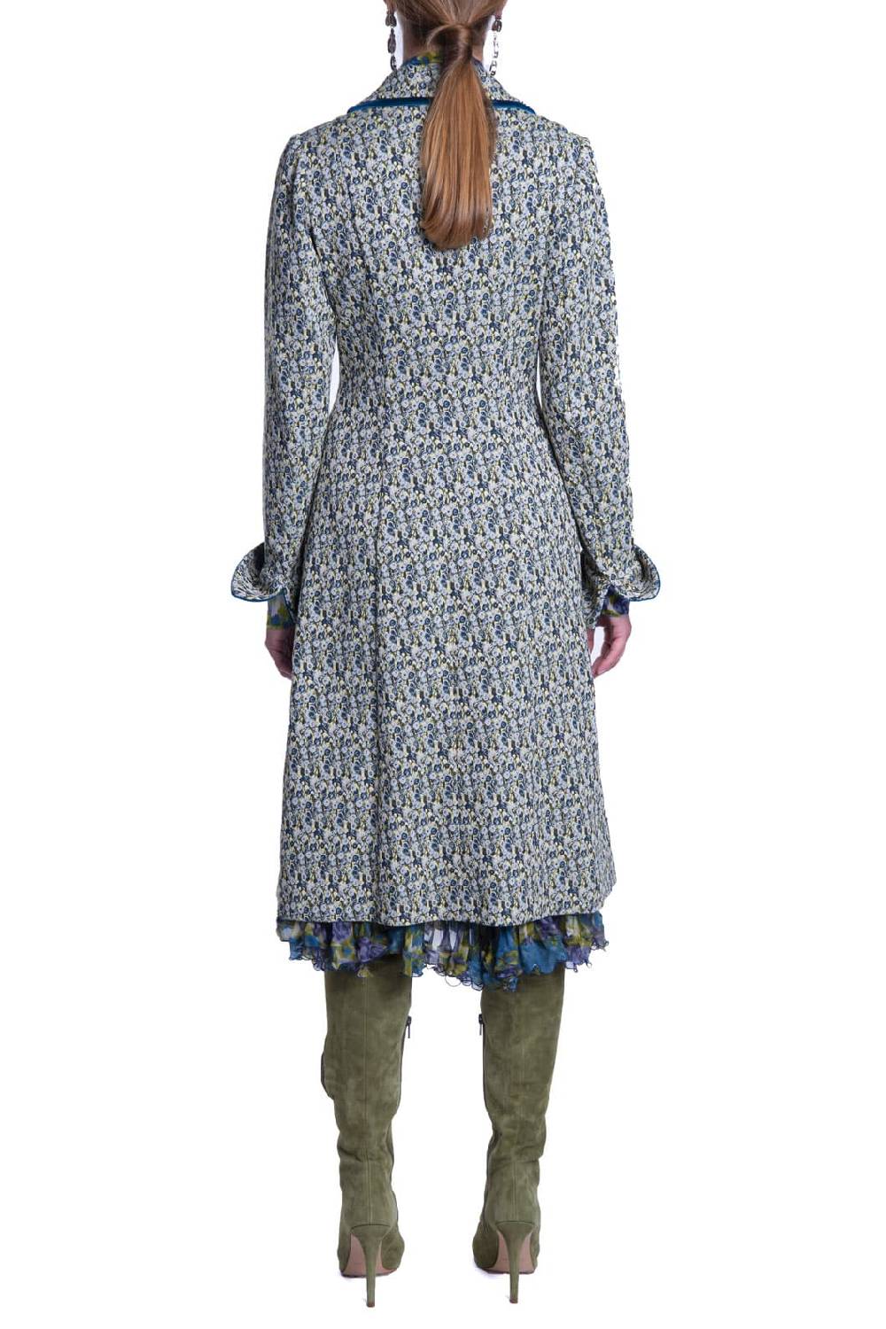Luisa Beccaria Cappotto in micro jacquard floreale Vendita Calda
