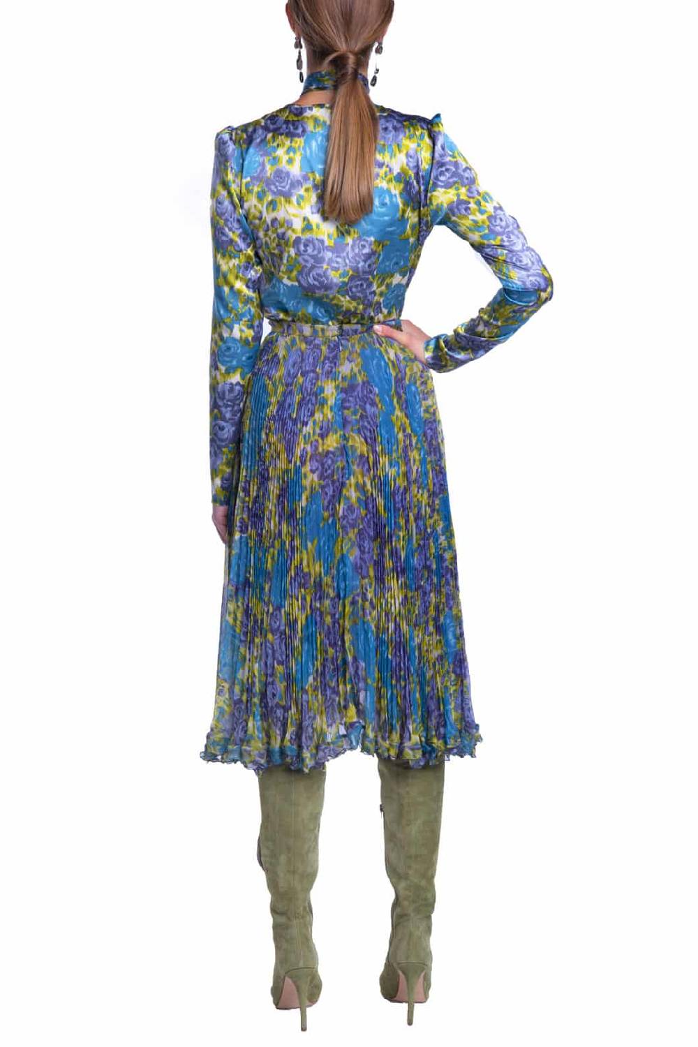 Luisa Beccaria Gonna Plissé In Chiffon Di Seta Stampata Saldi Di Fabbrica