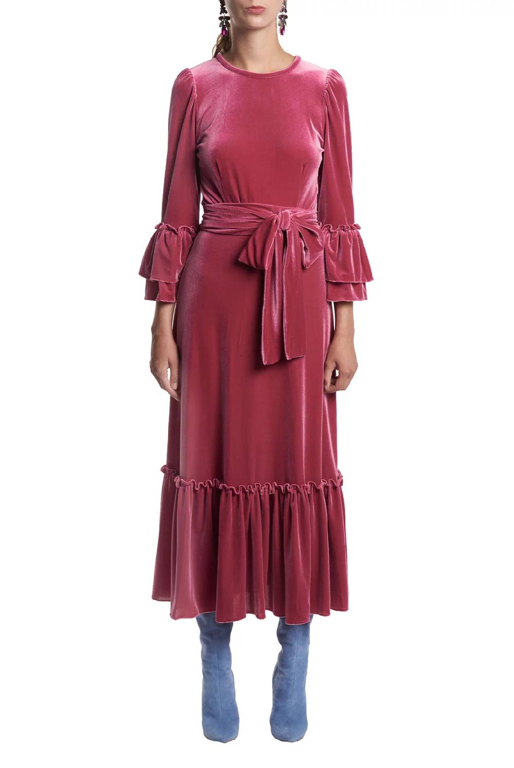 Luisa Beccaria Abito midi in velluto elasticizzato Negozio