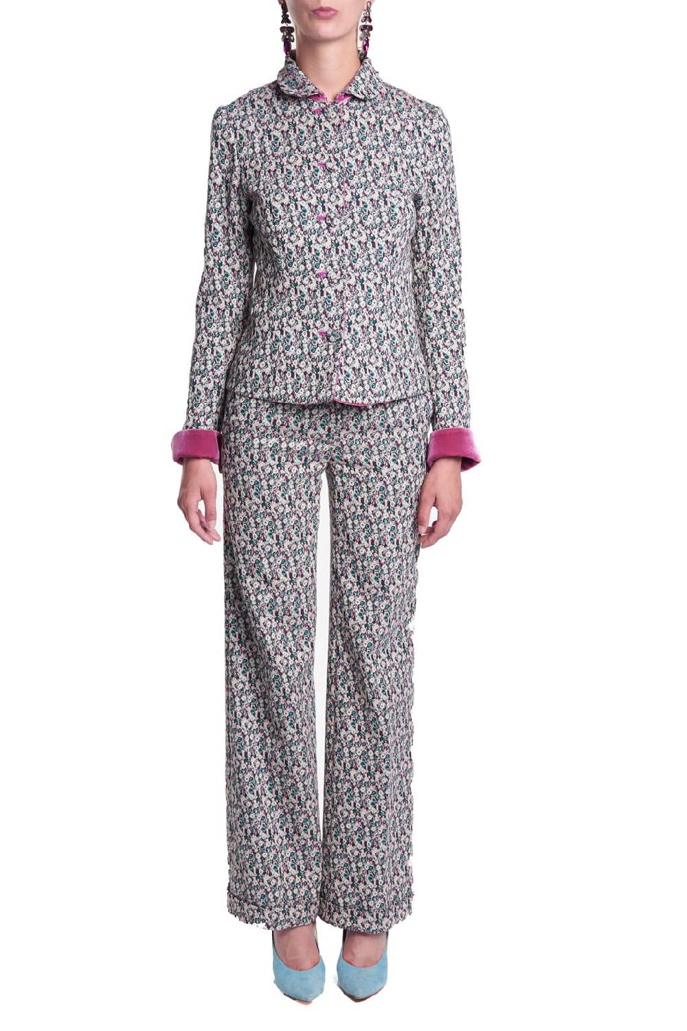 Luisa Beccaria Giacca in micro jacquard floreale In Saldo