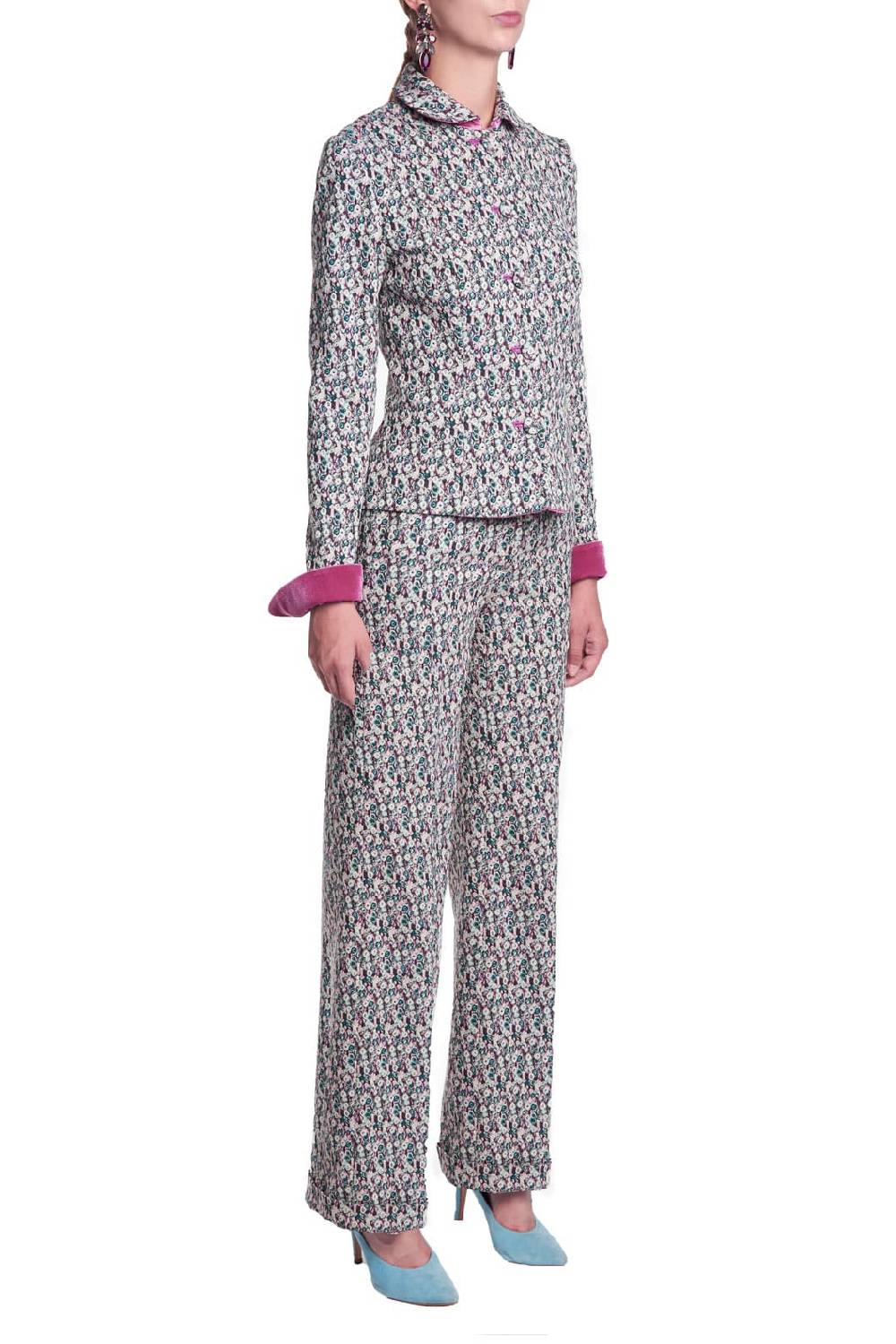 Luisa Beccaria Giacca in micro jacquard floreale In Saldo
