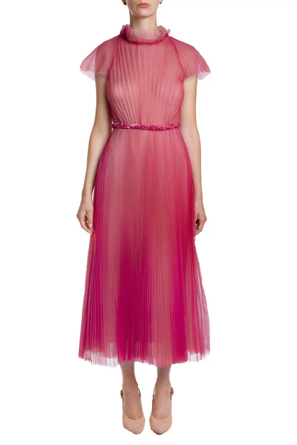 Luisa Beccaria Abito midi in tulle plissettato Nuova