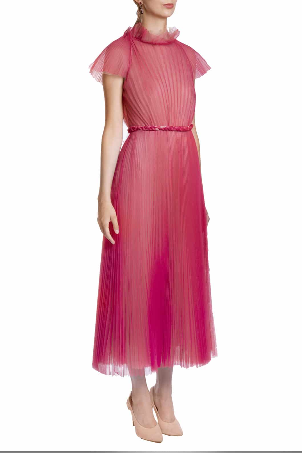 Luisa Beccaria Abito midi in tulle plissettato Nuova