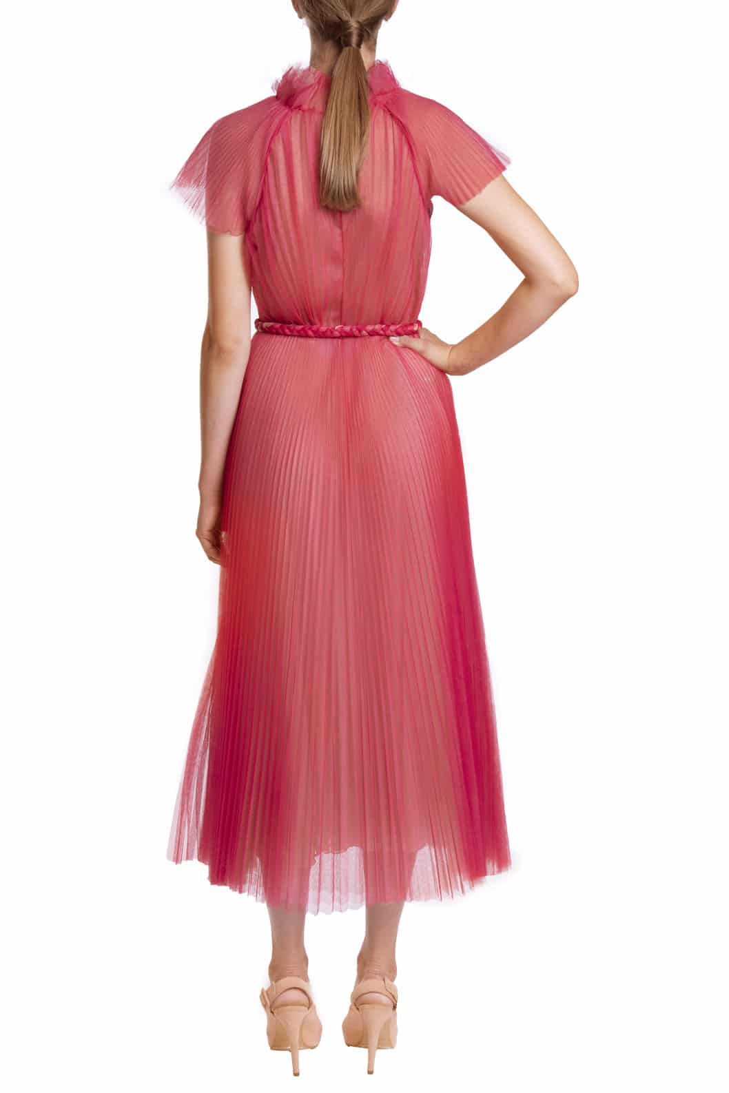 Luisa Beccaria Abito midi in tulle plissettato Nuova