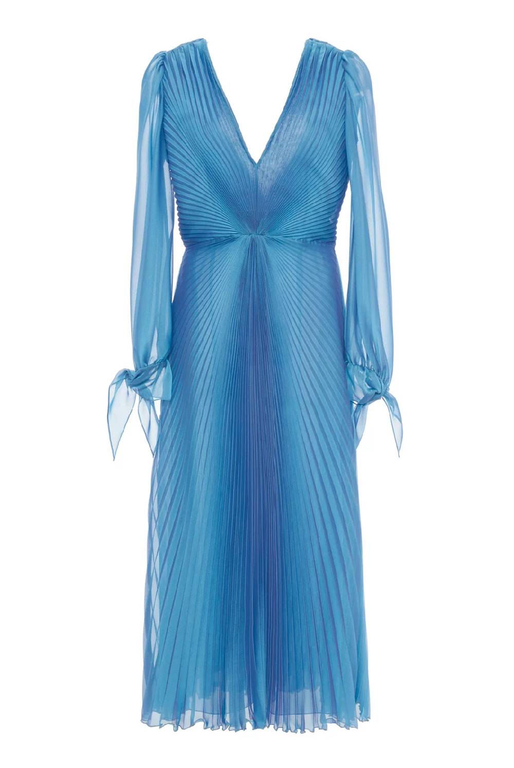 Luisa Beccaria Abito longuette iridescente in chiffon plissettato Moda