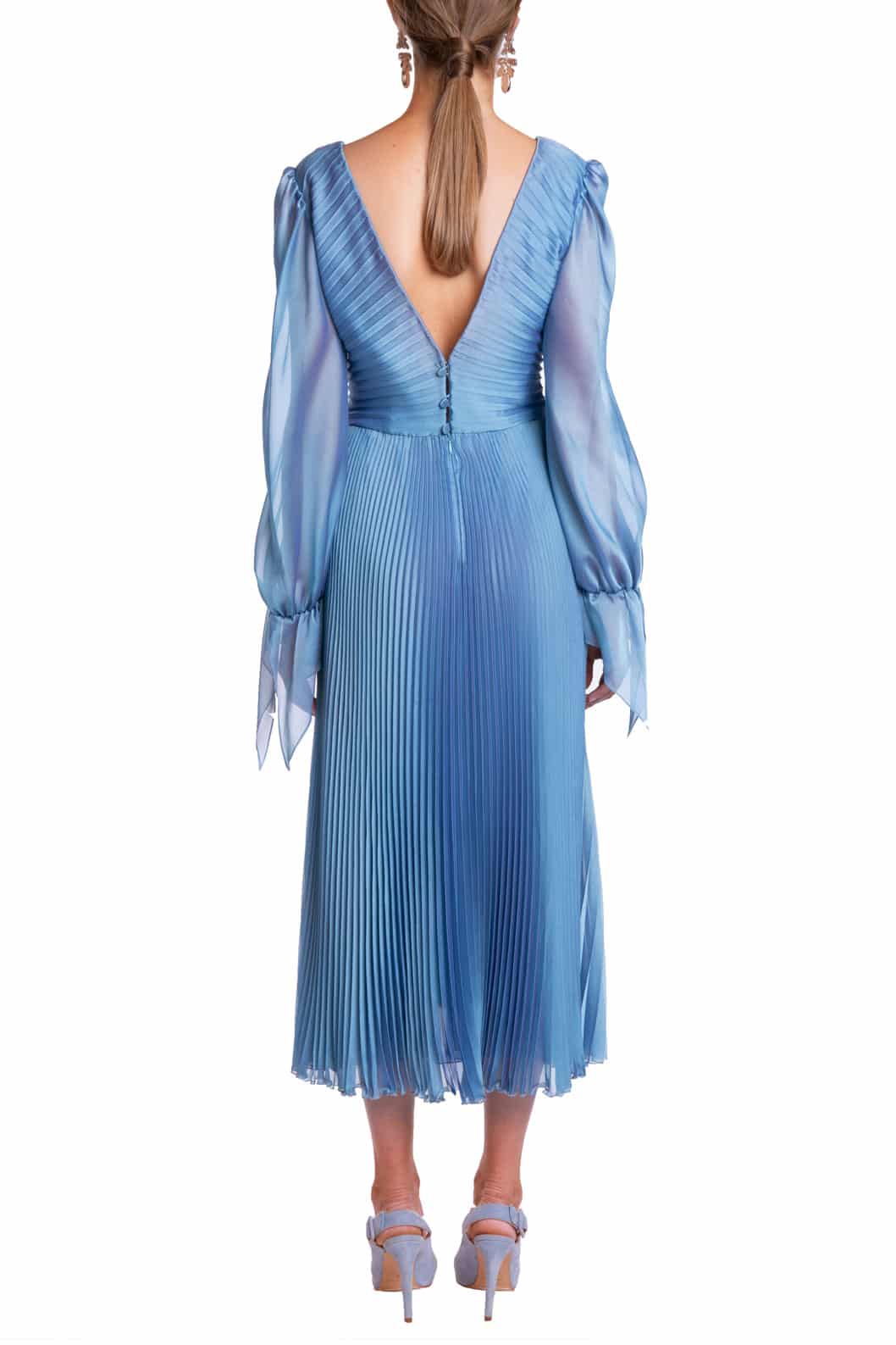 Luisa Beccaria Abito longuette iridescente in chiffon plissettato Moda
