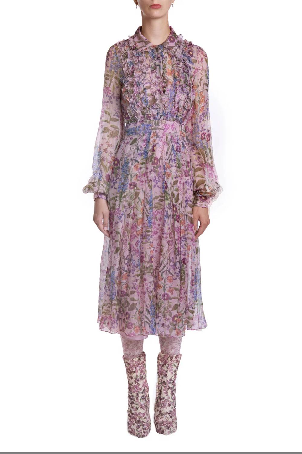 Luisa Beccaria Abito in chiffon stampato Comprare a buon mercato