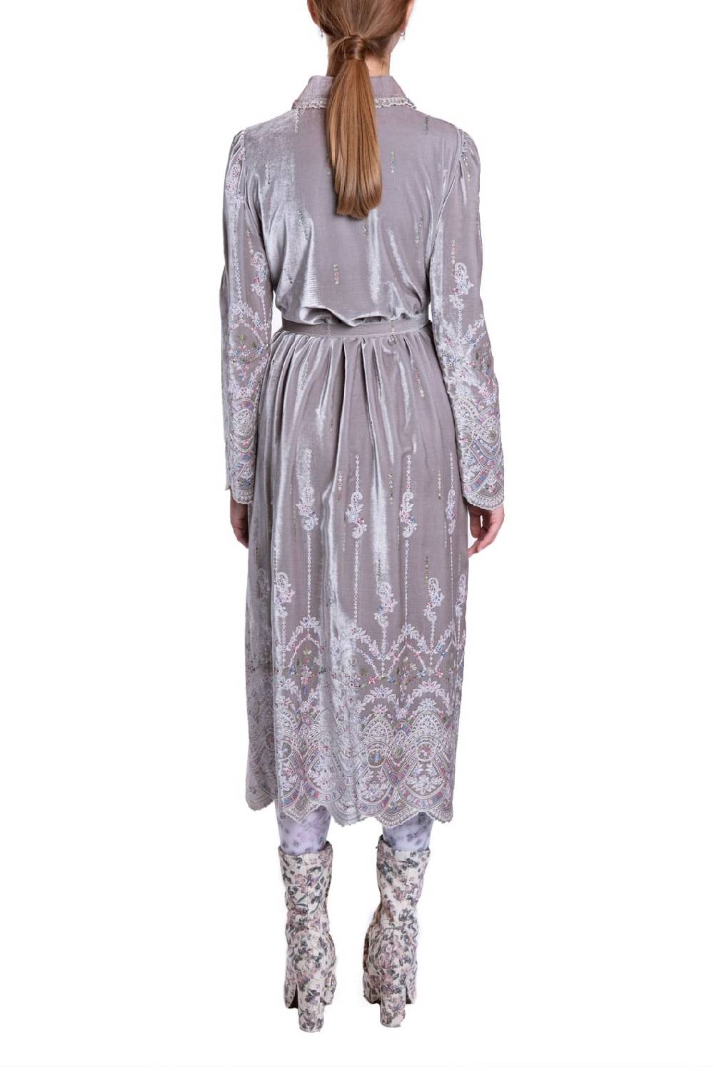 Luisa Beccaria Abito ricamato Chemisier in velluto Flash Sale