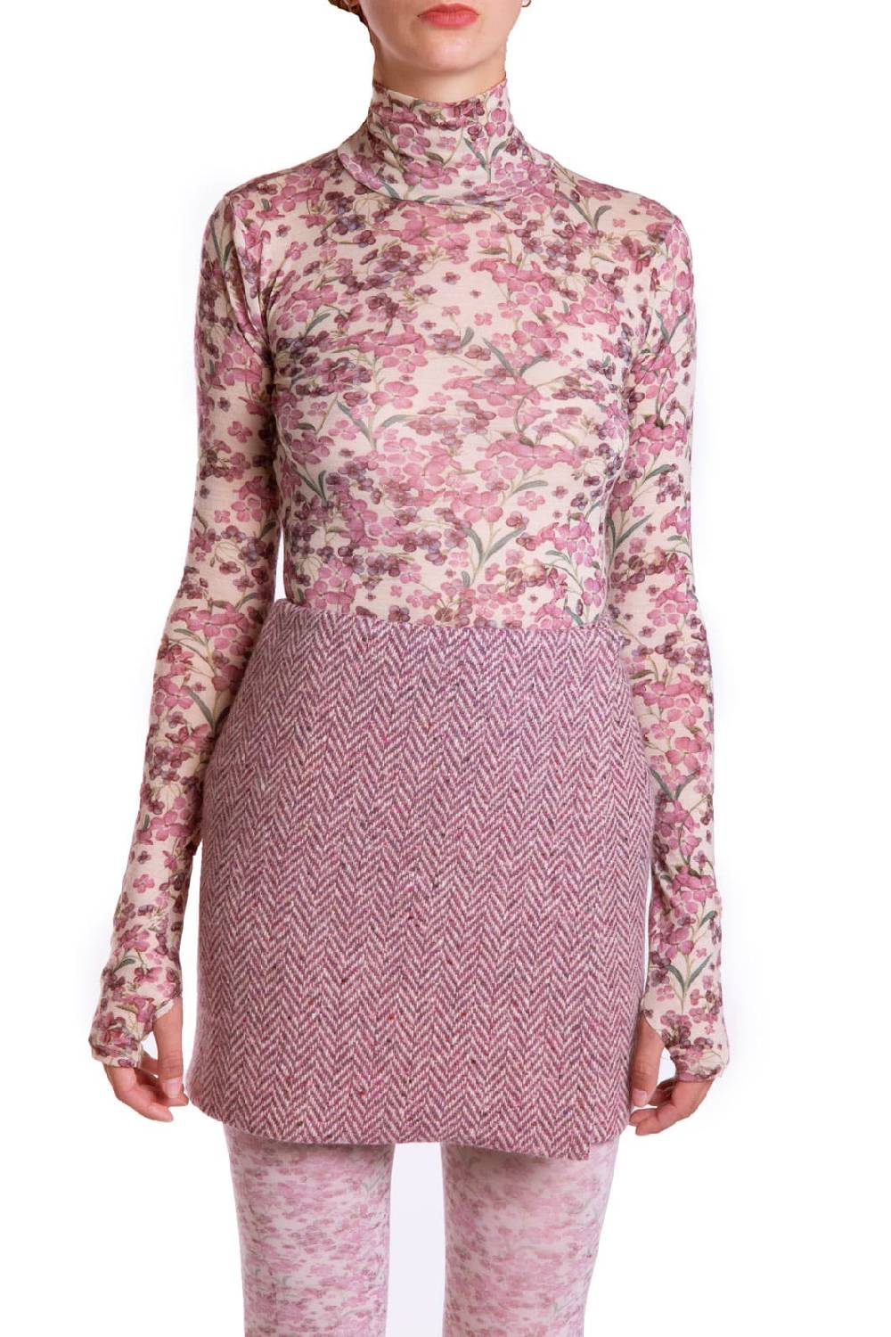 Luisa Beccaria Dolcevita in jersey di lana e seta Rosa Fornitura limitata