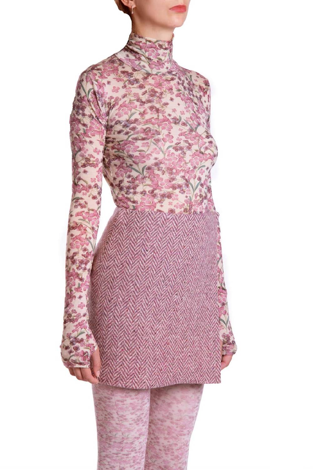 Luisa Beccaria Dolcevita in jersey di lana e seta Rosa Fornitura limitata