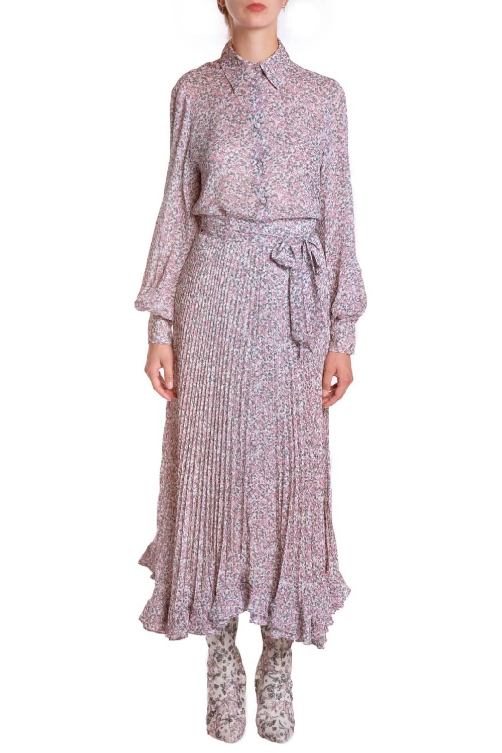 Luisa Beccaria Blusa in georgette stampata con piccoli fiori Shopping online