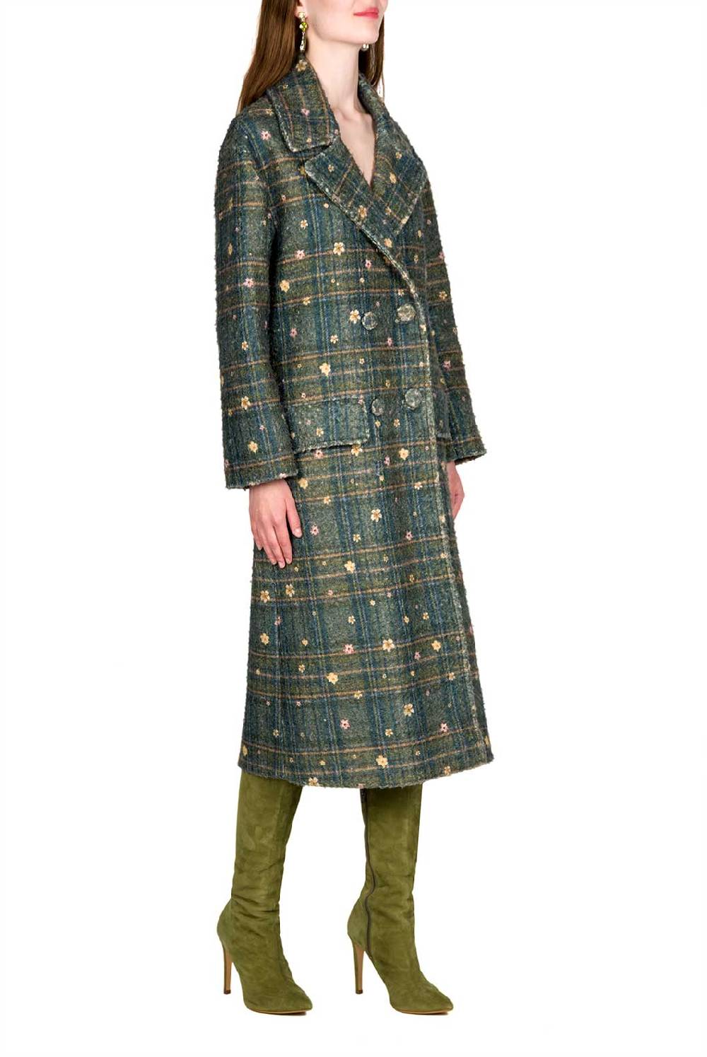 Luisa Beccaria Cappotto scozzese doppiopetto stampato Offerta San Valentino