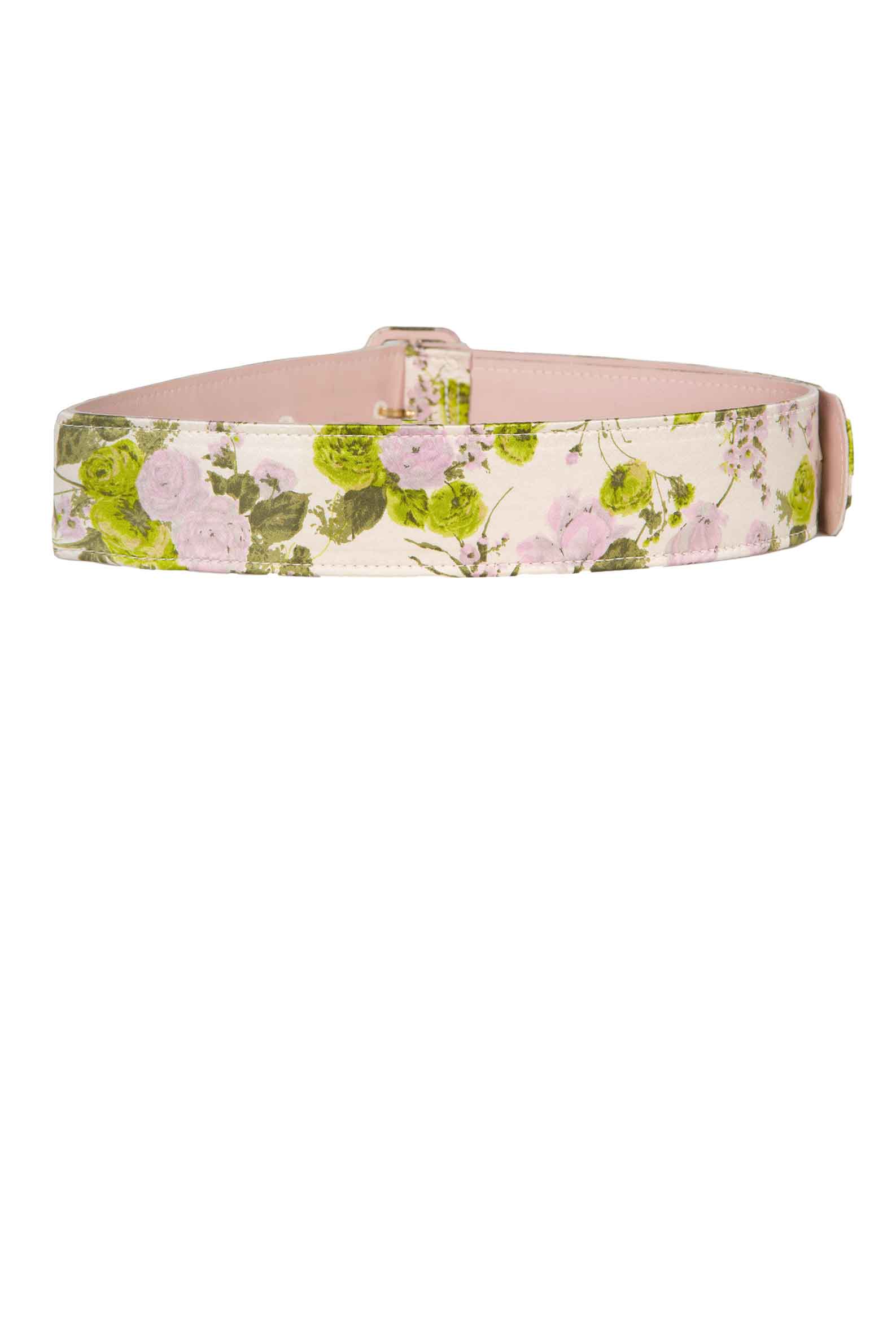 Luisa Beccaria Cintura in raso stampato con rose in fiore Lightning offer