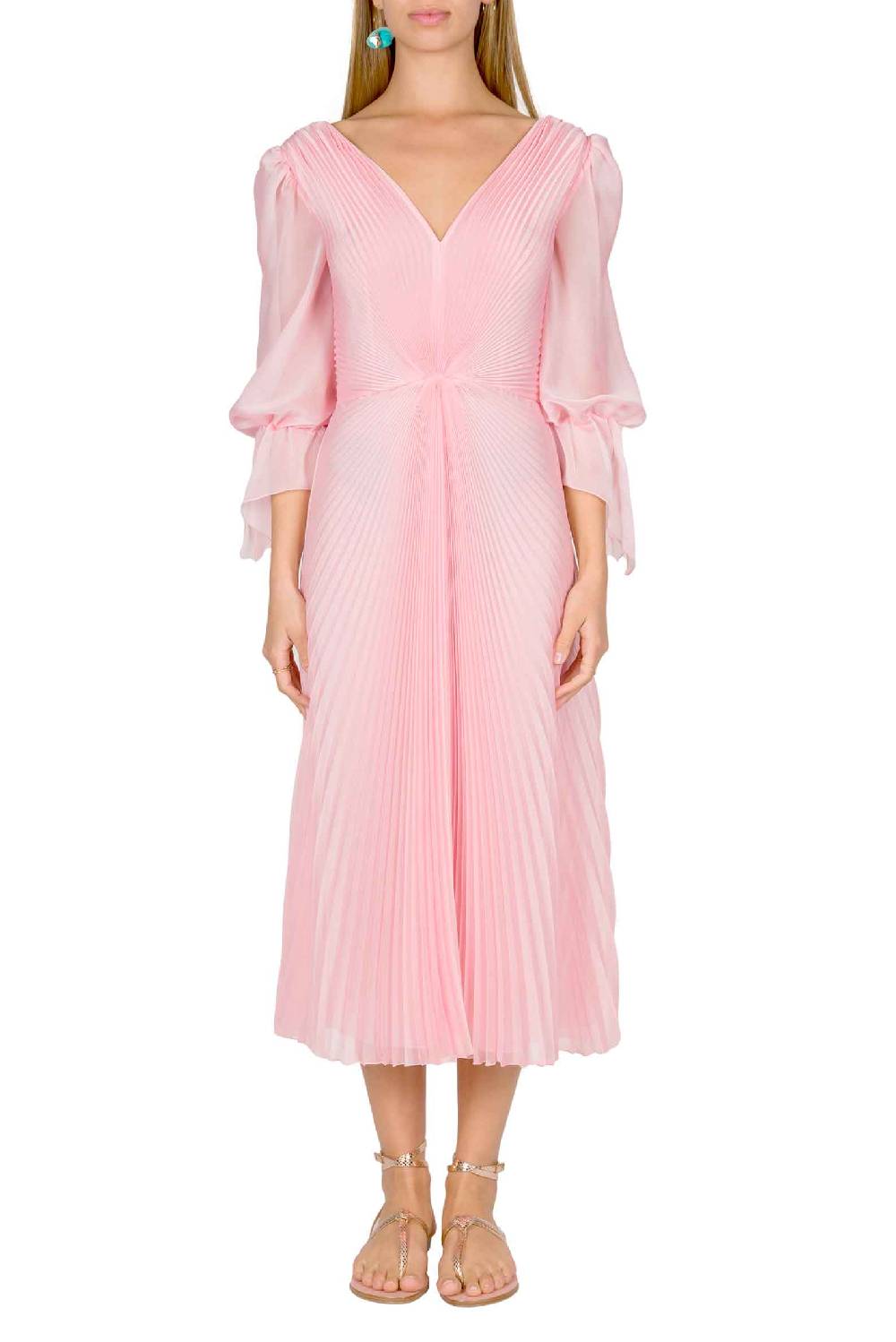 Luisa Beccaria Abito longuette in chiffon plissettato Angelina Offerte stagionali