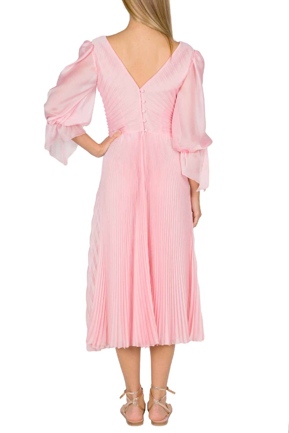 Luisa Beccaria Abito longuette in chiffon plissettato Angelina Offerte stagionali