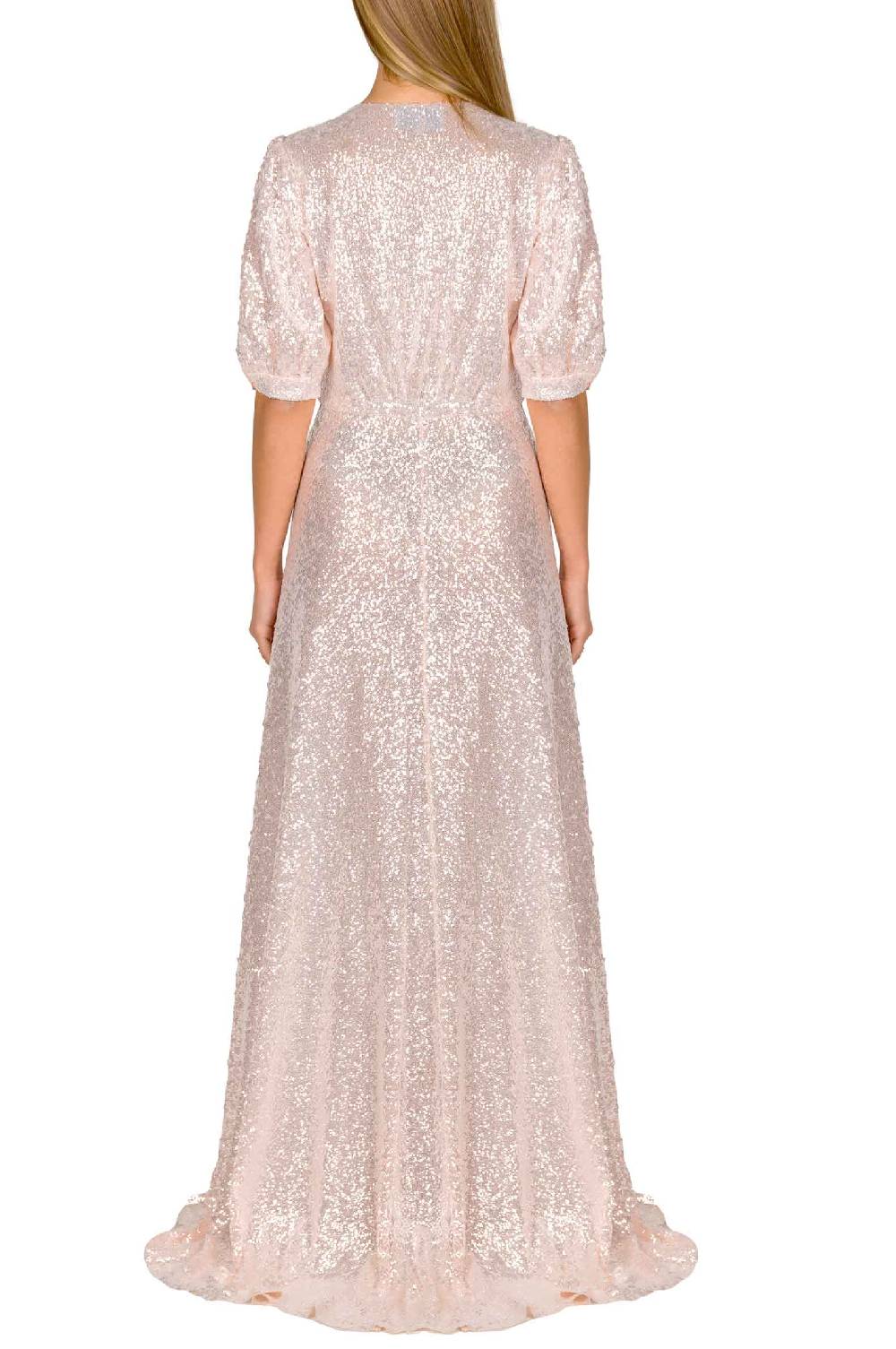 Luisa Beccaria Abito con bottoni in paillettes rosa Liquidazione