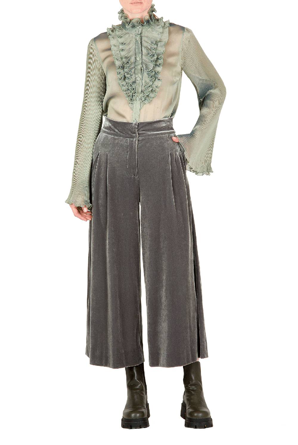 Luisa Beccaria Pantaloni in velluto SALVIA Super Saving Price